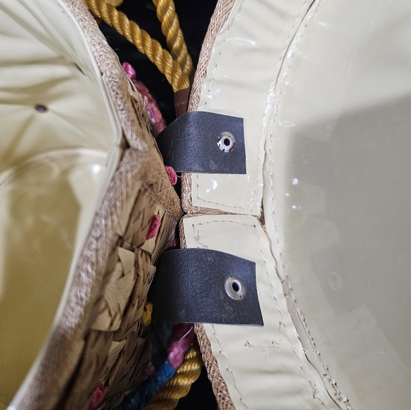 *HP* Vintage 70'S Handcrafted Basket/Bucket Purse With Raffia Embroidery Detail - Picture 12 of 14